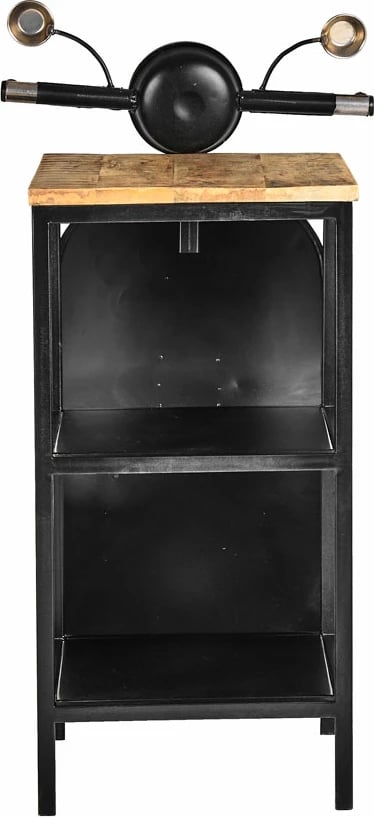 Tavolinë anësore MINI VESPA me rafte, e zezë, argjend, natyrale, 61x45x88