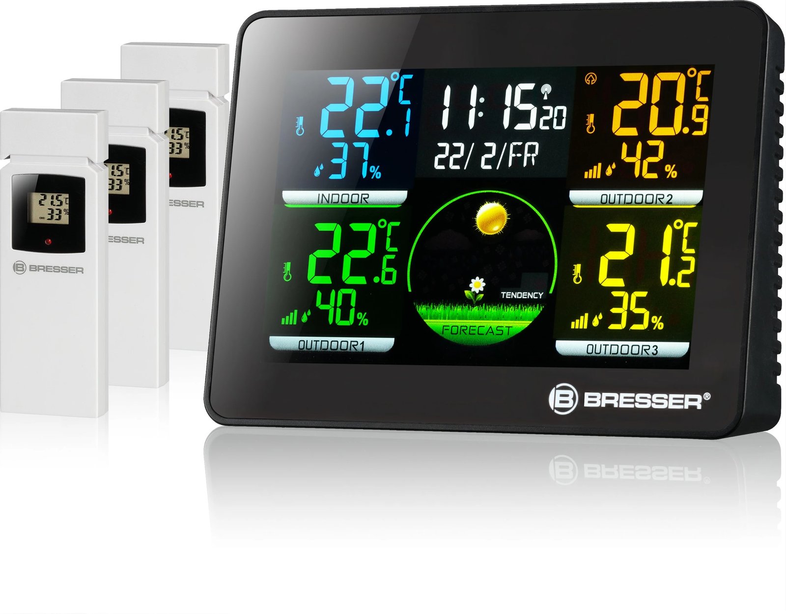 Termo-higrometër Bresser Quadro NLX me 3 sensorë wireless, ekran me ngjyra Termo-higrometër Bresser Quadro NLX me 3 sensorë wireless, ekran me ngjyra