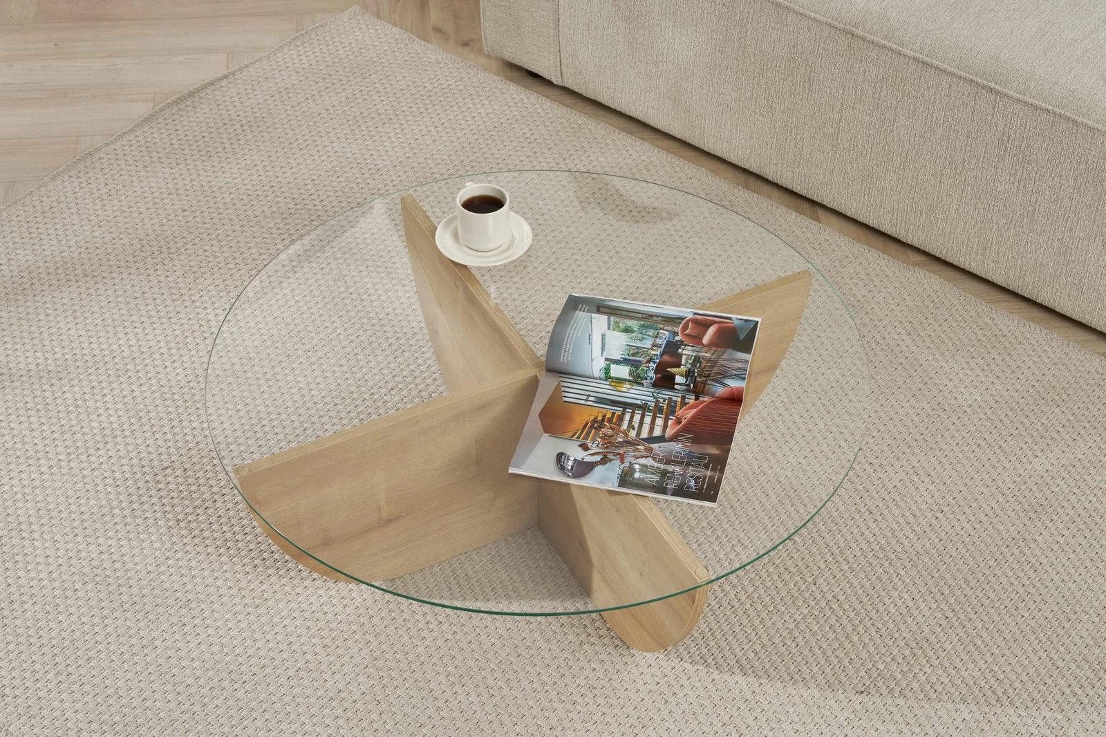 Tavolinë kafeje Nordure, Liya, ngjyrë lisi Sapphire Oak