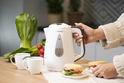 çajnik elektrik, Adler Mesko, MS1261, 1.7 L, 2200W, plastikë, i bardhë/gri