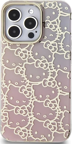 Mbështjellës Hello Kitty IML Gradient Electrop Crowded Kitty Head për iPhone 13 Pro / 13, rozë
