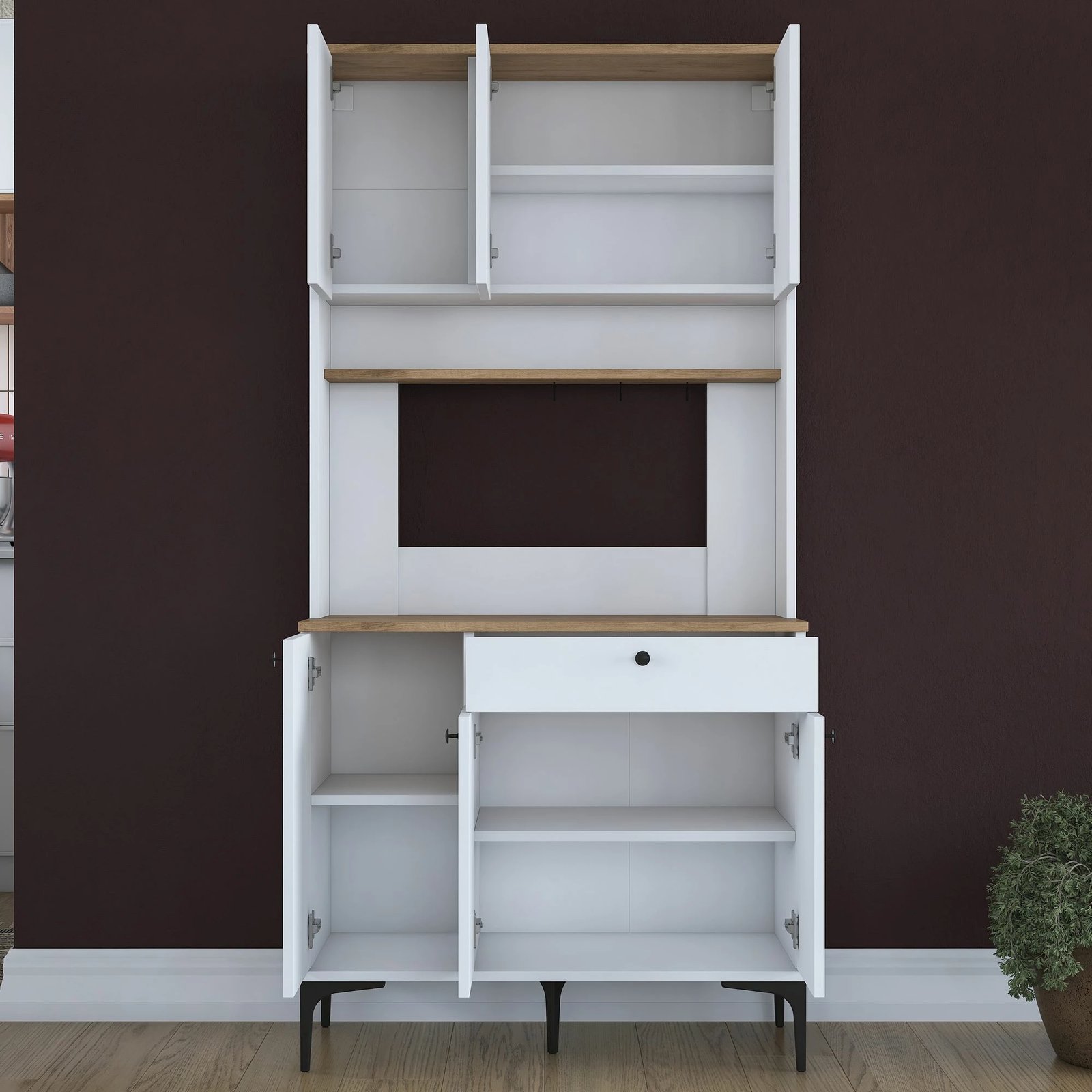 Dollap multifunksional Skye Decor, JE196 - 3805, ngjyrë arre dhe e bardhë