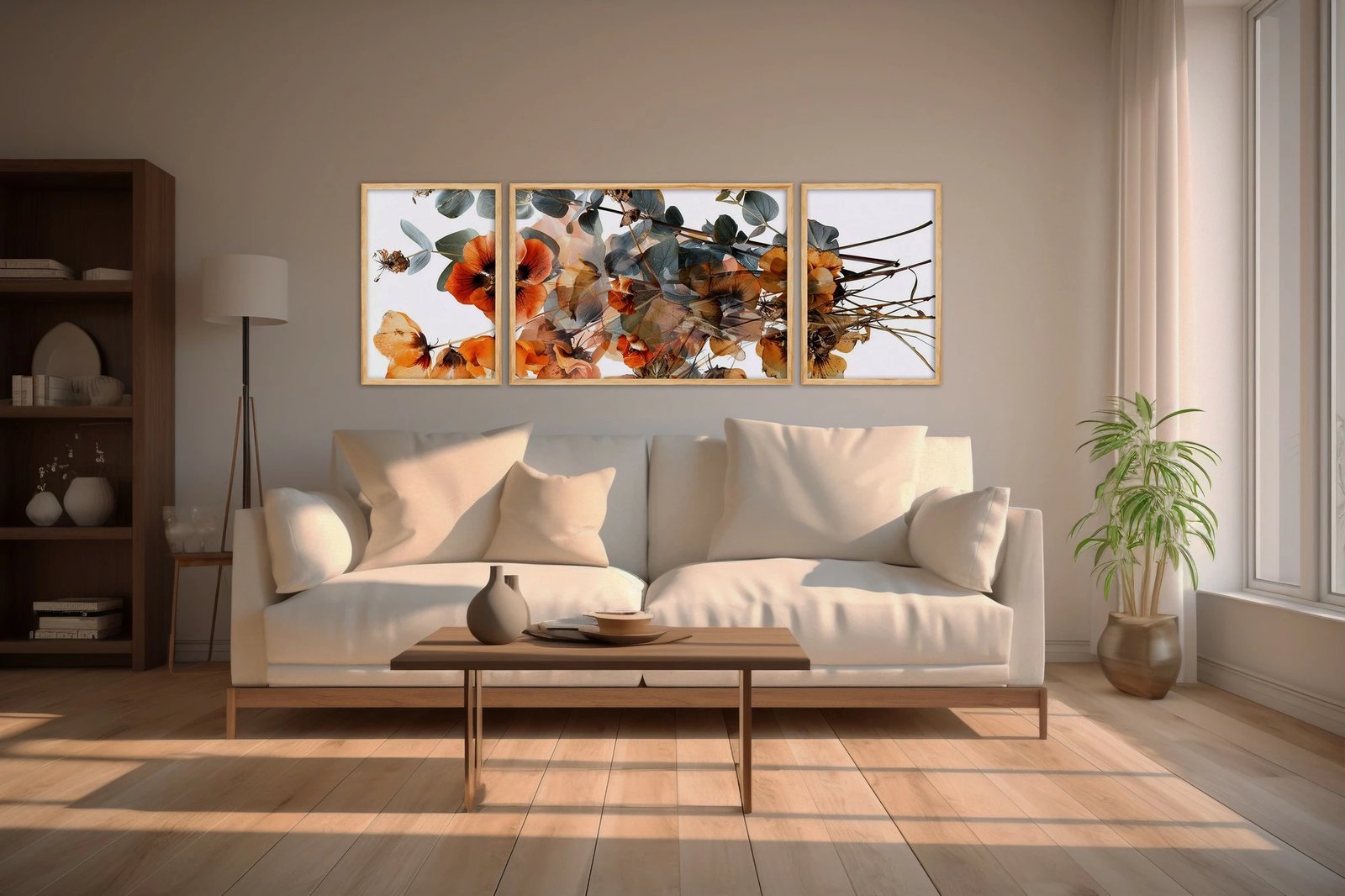 Pikturë dekorative me kornizë, 3 pjesë, Wallity, Huhu307, 50x140