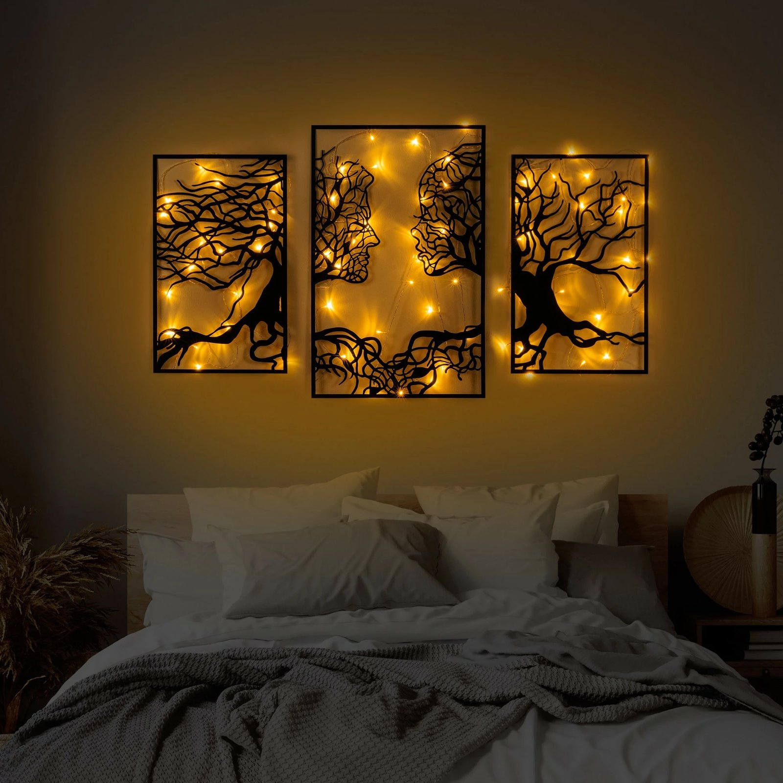 Aksesor dekorativ metalik për mur, Wallity, Tree Person 499, ngjyrë e zezë, 71x116cm