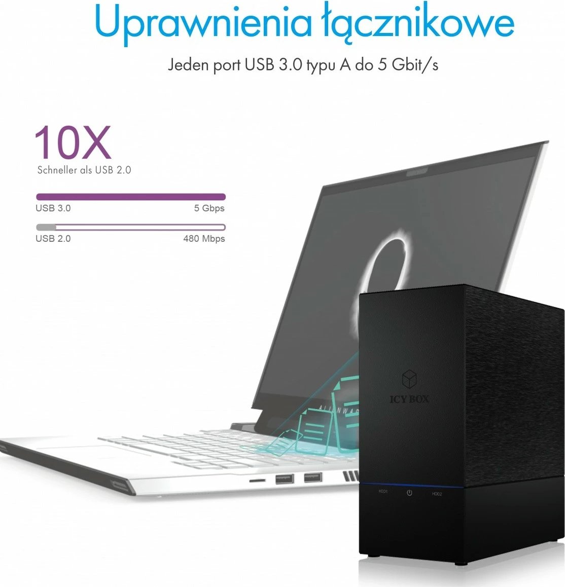 Kasë IcyBox IB-RD3621U3 për 2x3.5" HDD/SSD, RAID, USB 3.0, e zezë