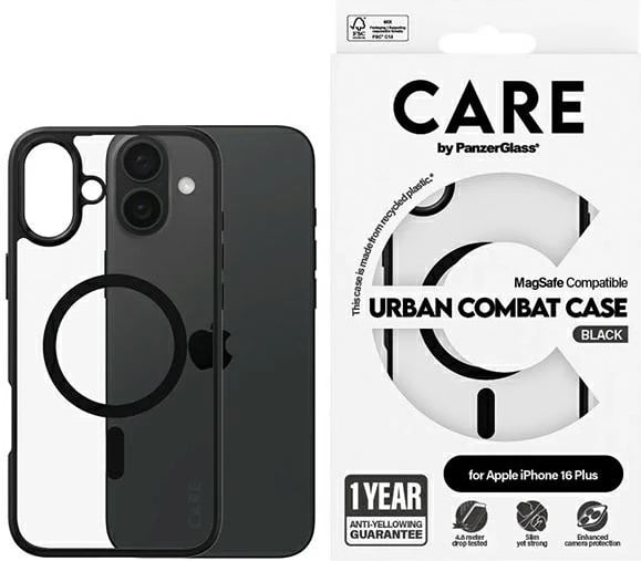 Mbështjellës PanzerGlass CARE Flagship Urban Case MagSafe për iPhone 16 Plus, Transparent