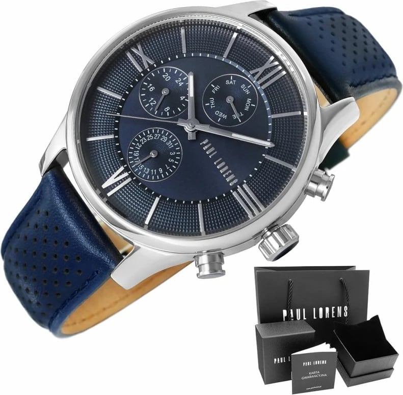 Orë dore për meshkuj Paul Lorens, argjendtë e kaltër
