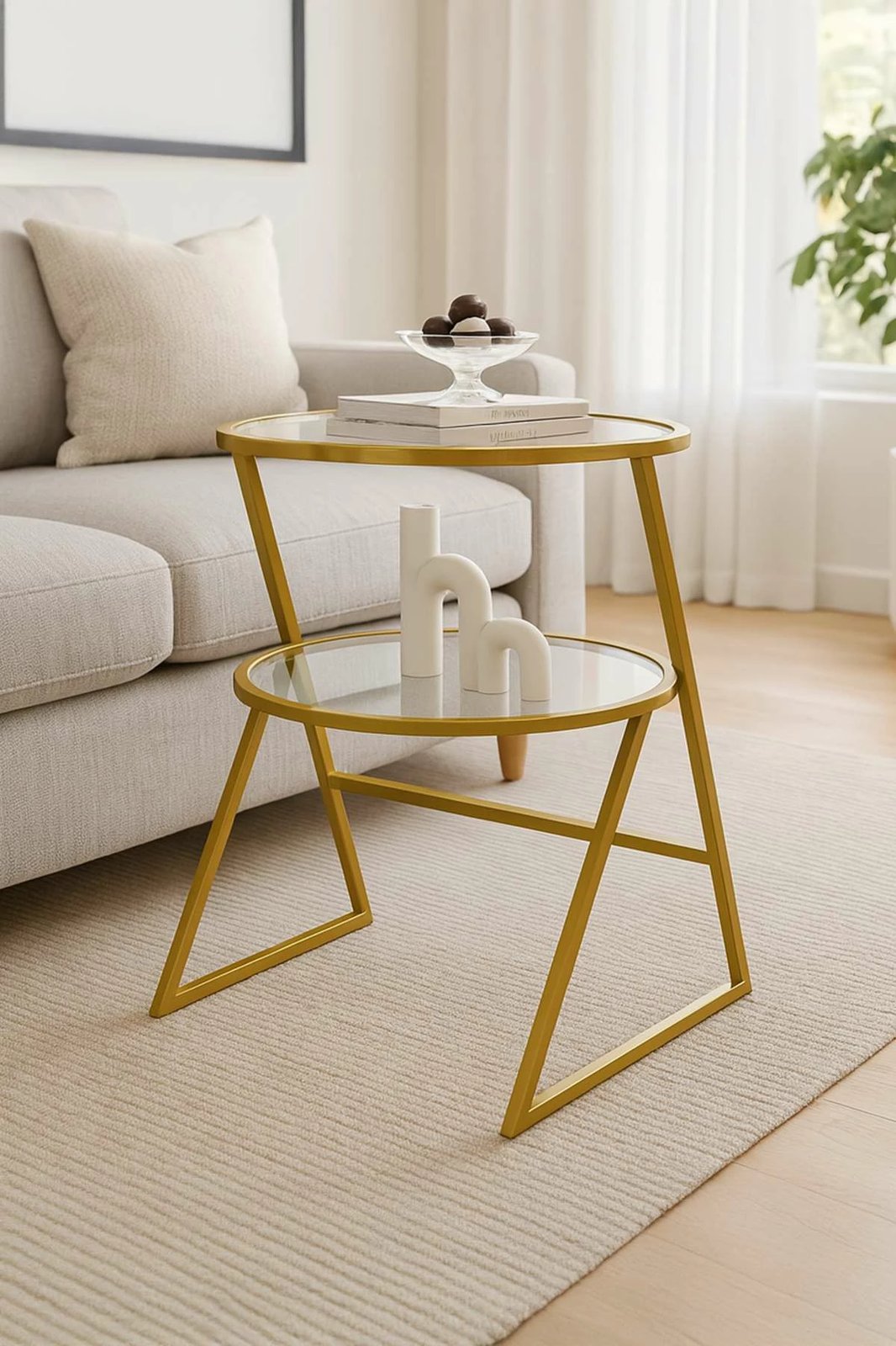 Tavolinë anësore Skye Decor, Valencia, ngjyrë ari