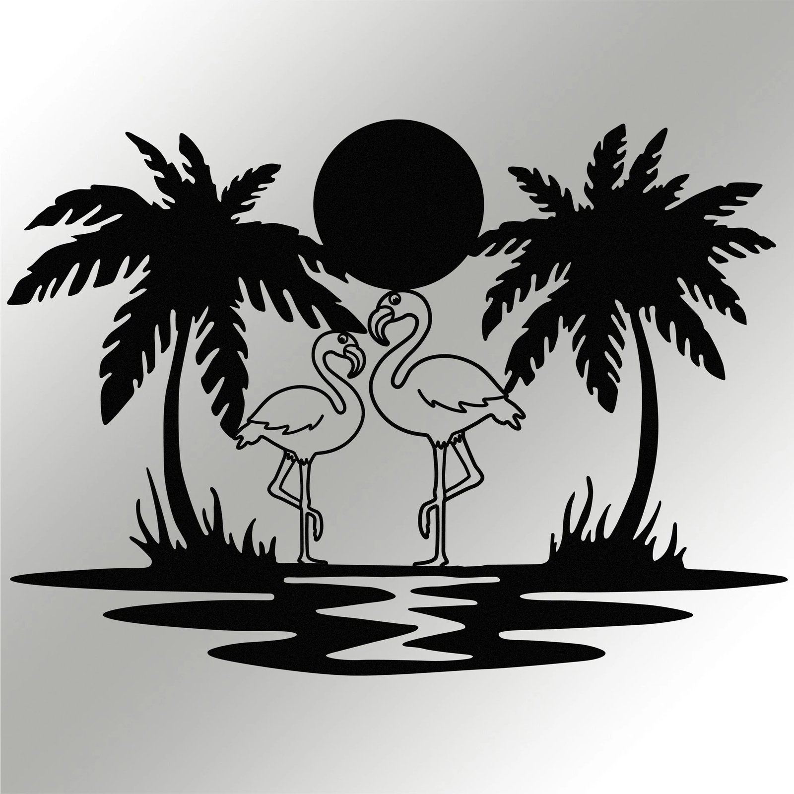 Aksesor dekorativ metalik për mur, Wallity Havai, ngjyrë e zezë, 60x42cm