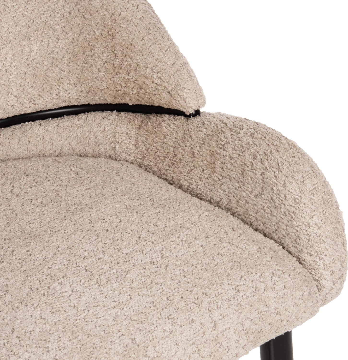 Karrige SARKY FH8585.02, pëlhurë boucle ecru, këmbë metali të zeza, 55x62x89H cm., set prej 2 copë