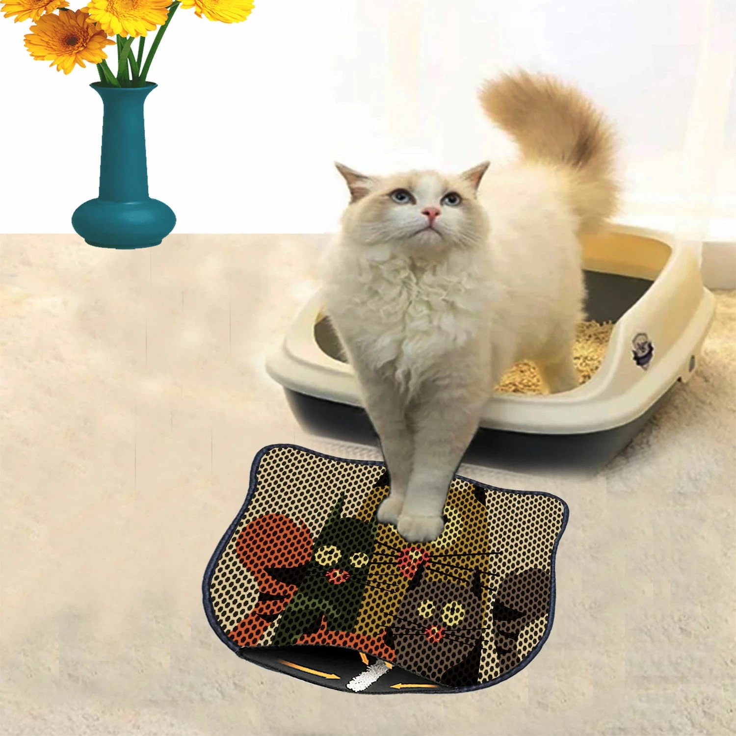 Tapet për rërë mace, shumëngjyrësh, Paws & Whiskers, Kdkafa0094, 40x50cm