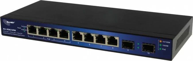 Switch ALLNET ALL-SG8210PM, Managed, Gigabit Ethernet, PoE, i montueshëm në mur