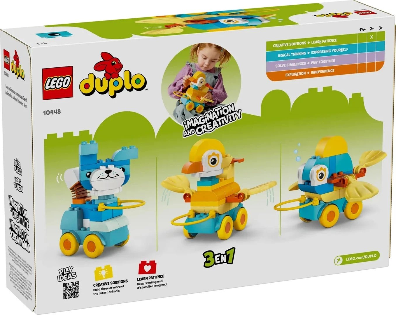 Set LEGO DUPLO 3-in-1 Animals on Wheels, 58 pjesë, për fëmijë 2+ vjeç Set LEGO DUPLO 3-in-1 Animals on Wheels, 58 pjesë, për fëmijë 2+ vjeç