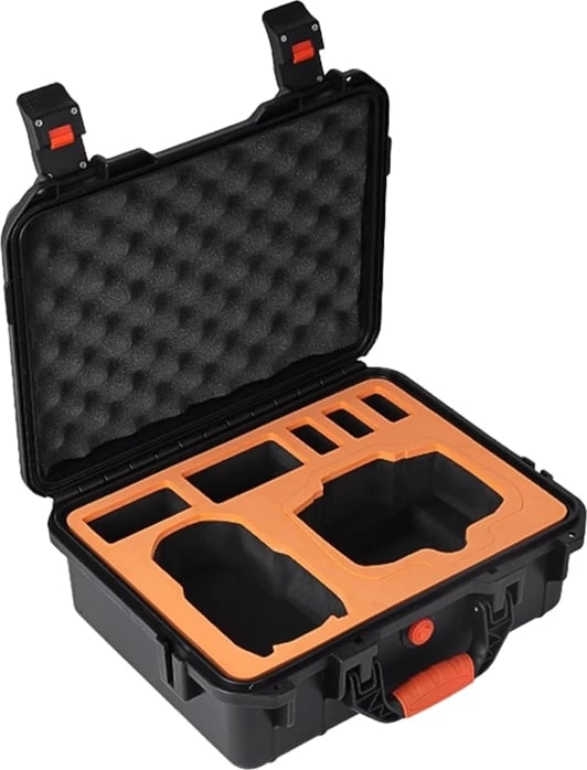 Kuti mbrojtëse për dron, Sunnylife, AQX-24, për DJI Mini 5 Pro, kapacitet për 7 bateria dhe aksesorë, ABS e fortë, rezistente ndaj ujit dhe goditjeve, e zezë/portokalli