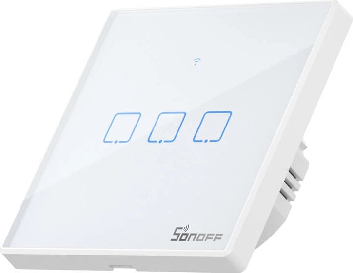 Switch i mençur Sonoff T2 EU TX, 3-kanalësh, WiFi + RF 433, i bardhë