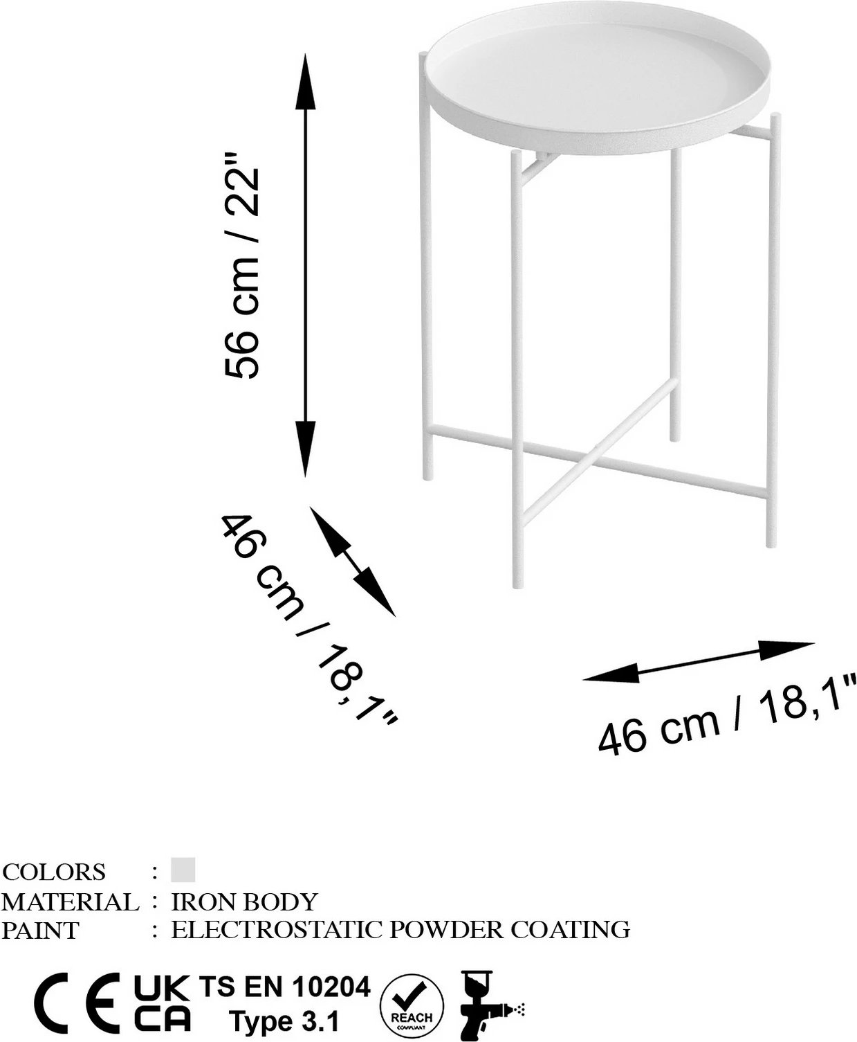 Tavolinë kafeje Hanah Home, Shb-007-B, e bardhë, metal
