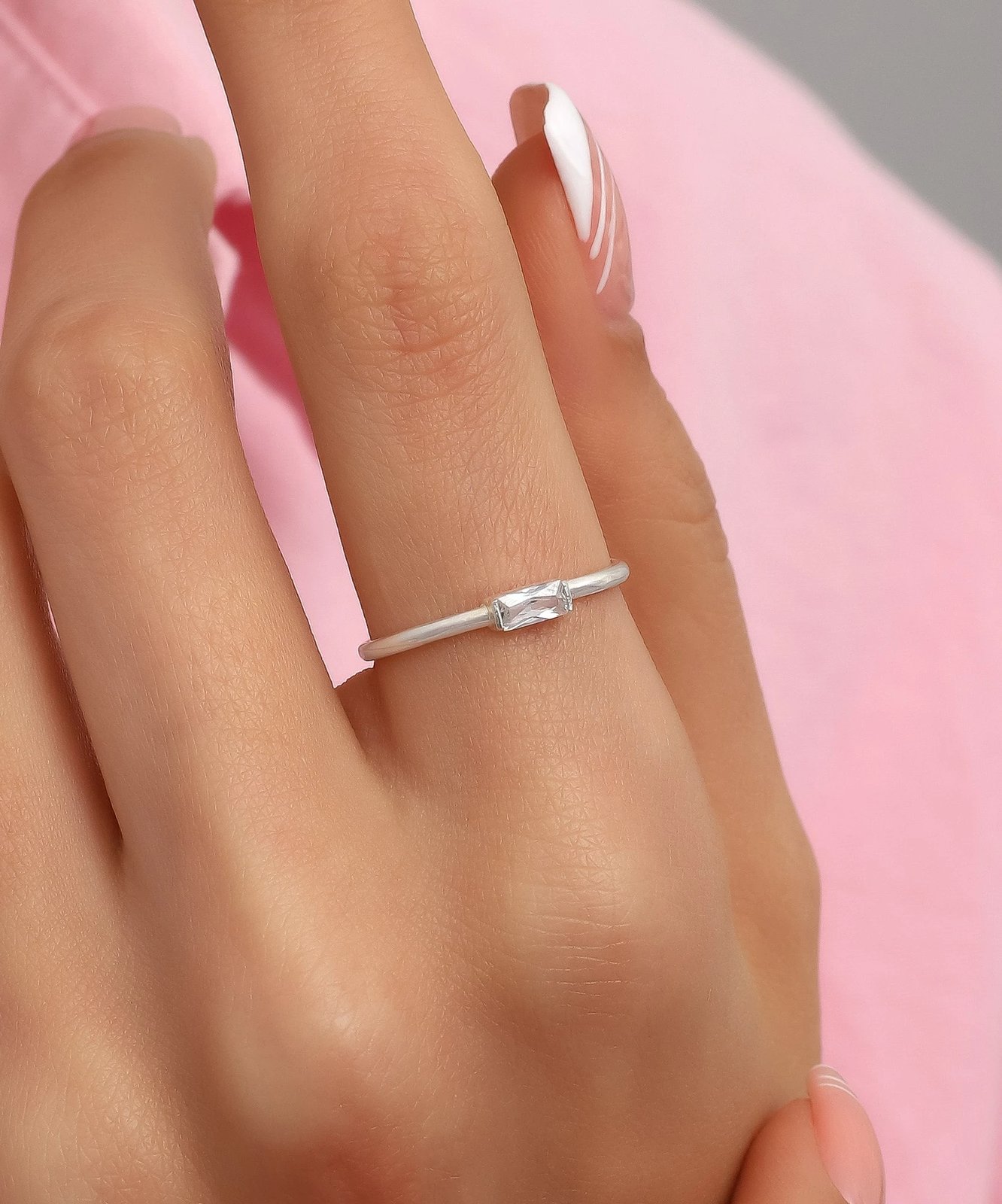 Unazë argjendi Jumeon, ARGYZ2013, e rregullueshme, gur zirkoni rozë