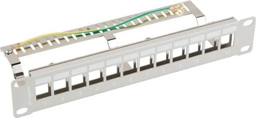 Patch panel Lanberg PPKS-9212-S, 12 porta, 1U, Keystone, 10 inç, Gri