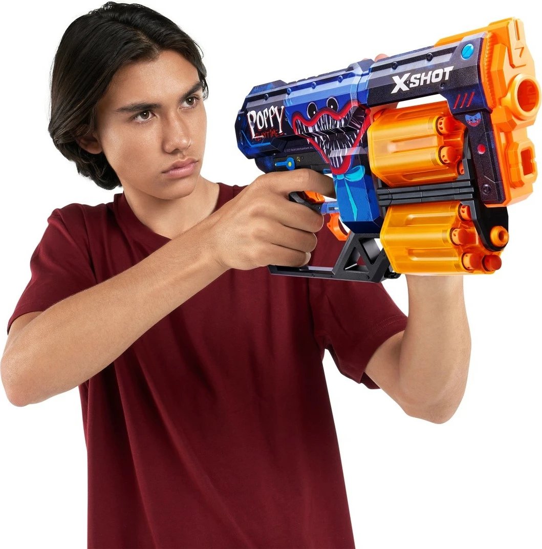 Lodër blaster ZURU X-Shot Dread Skins Launcher, 12 shigjeta, Poppy Playtime, shumëngjyrëshe
