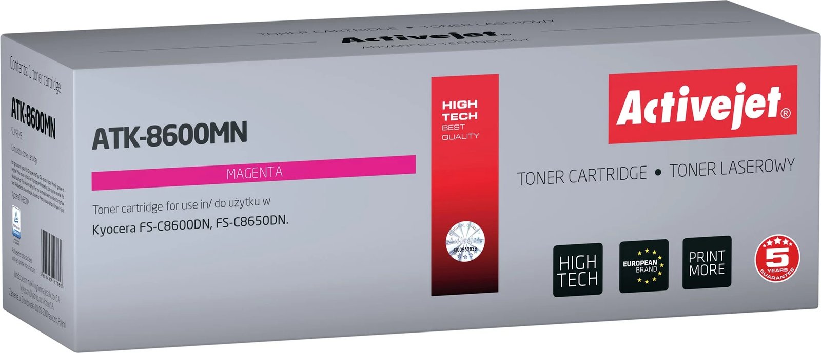 Toner zëvendësues Activejet ATK-8600MN për printer Kyocera, i vjollcë