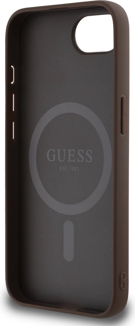 Mbështjellës Guess PU 4G Peony me MagSafe për iPhone 16e, Kafe Mbështjellës Guess PU 4G Peony me MagSafe për iPhone 16e, Kafe