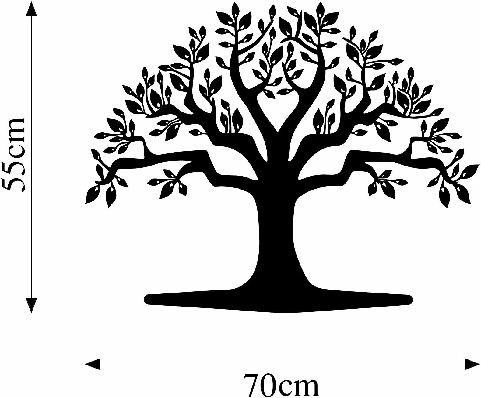 Aksesor dekorativ muri prej metali, Monumental Tree 20, ngjyrë e zezë, 55x70cm