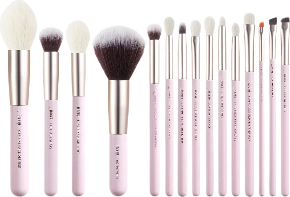 Set furçash për grim JESSUP Blushing Bride T292 për femra, 15 copë pink