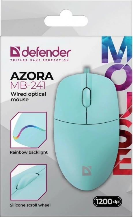 Maus Defender AZORA MB-241 me kabllo, 1200 DPI, Mint, RGB