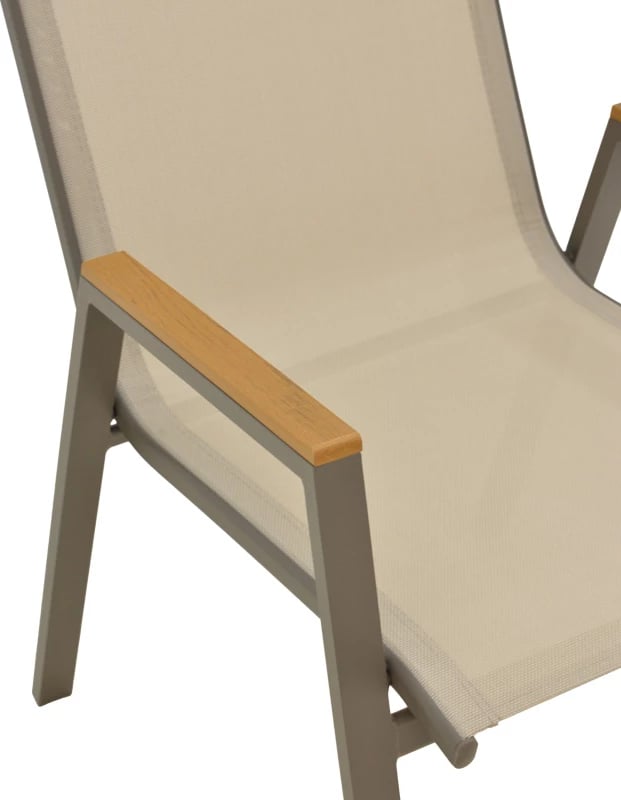 Karrige kopshti Azelie, alumin, tekstilene, ngjyrë gri e çelët- shampanjë, 56x75x88cm