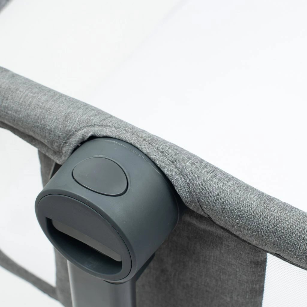 Krevat anësor bebe, Baby Mix Rose, 5 nivele lartësie 68-80 cm, me rrota me frenë, dyshek i përfshirë, kornizë çeliku, 300D poliester, gri