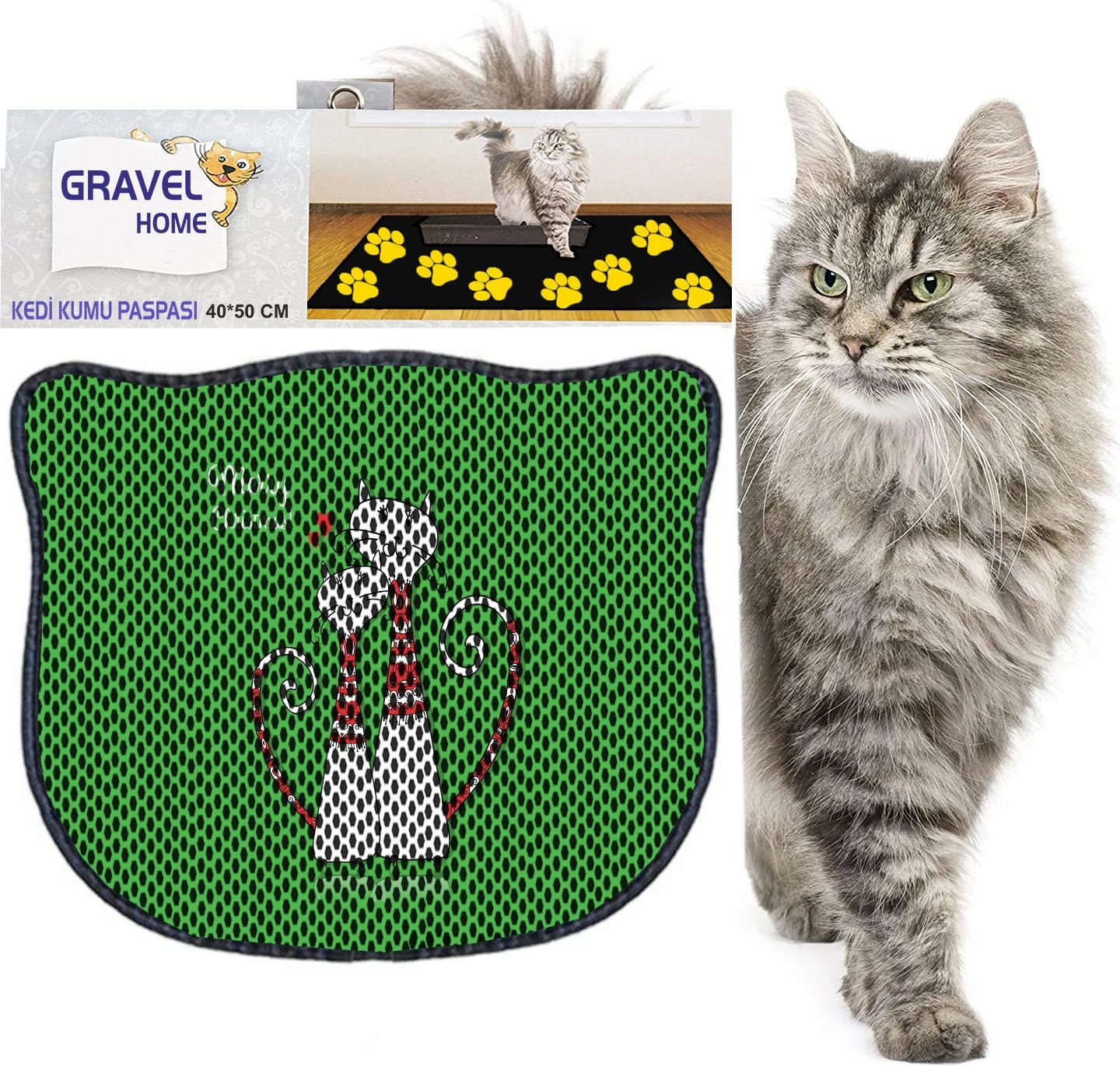 Tapet për rërë mace, shumëngjyrësh, Paws & Whiskers, Kdkafa0032, 40x50cm