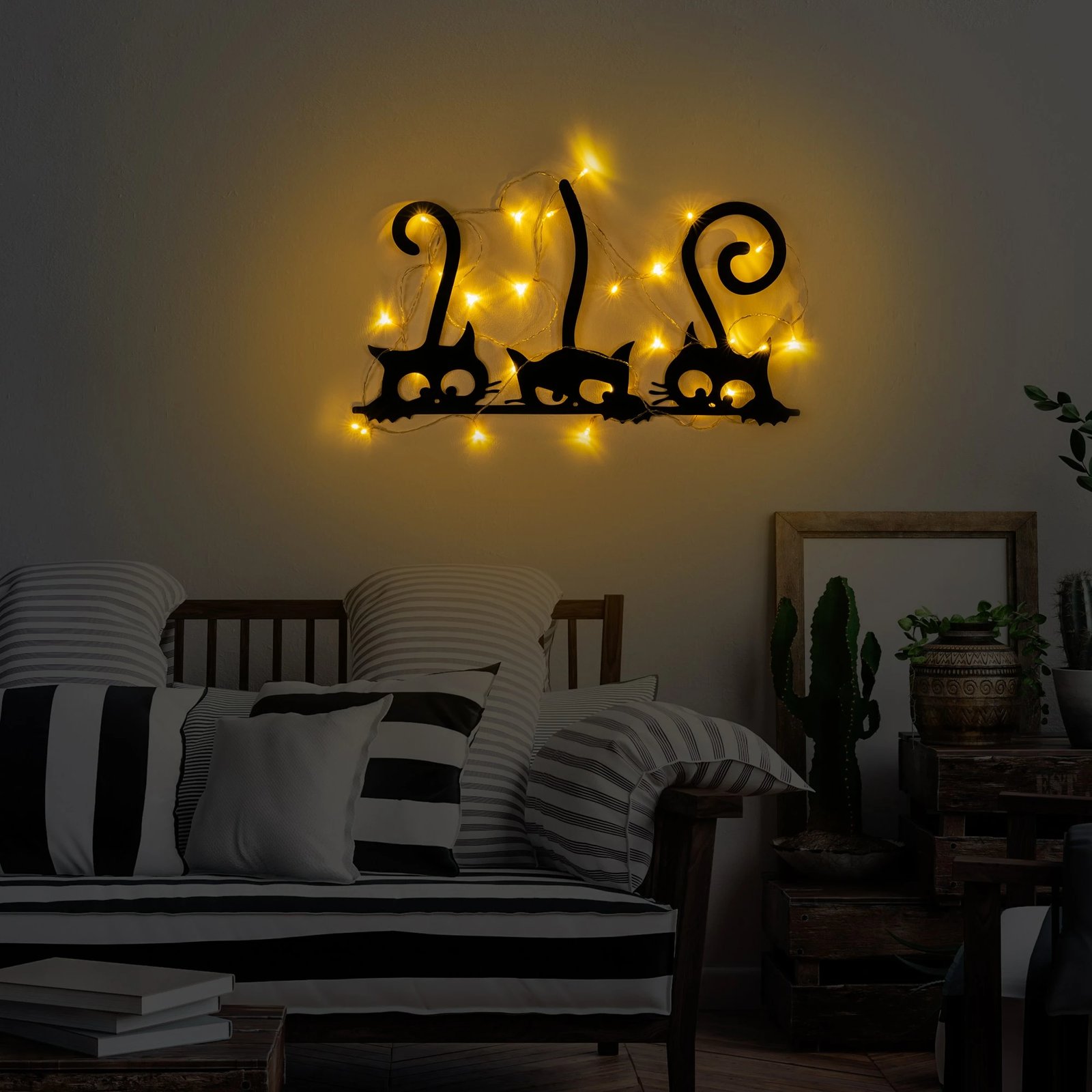 Aksesor dekorativ metalik për mur, mace, Wallity 967