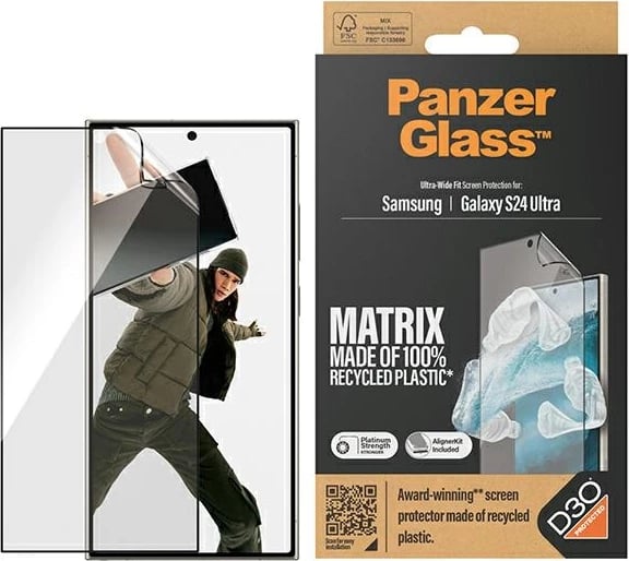 Mbrojtës ekrani PanzerGlass Ultra-Wide Fit me D3O, për Samsung Galaxy S24 Ultra, me aplikator