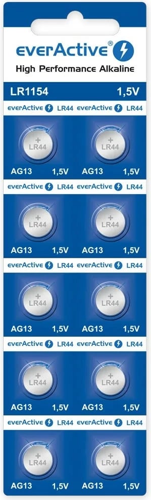 Bateri alkaline mini everActive AG13/LR44, 1.5V, set 10 copë