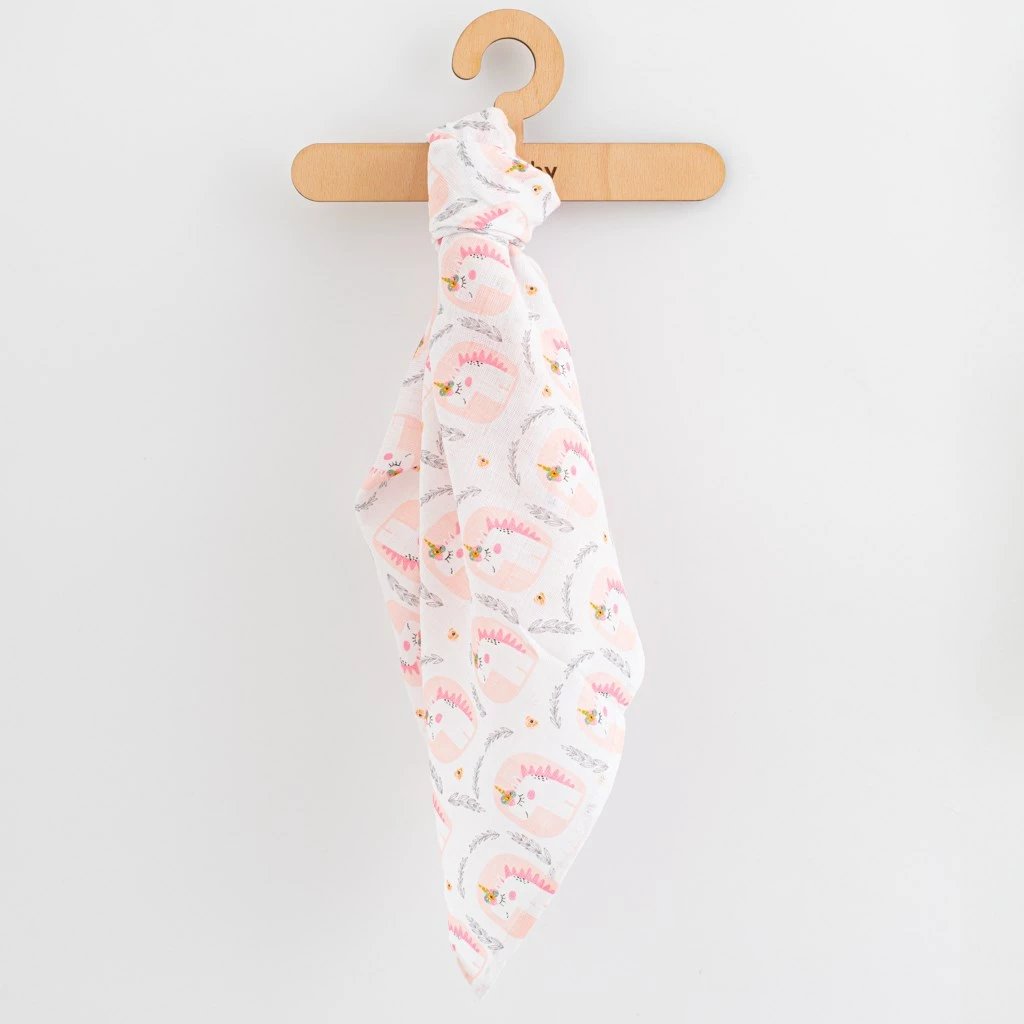 Pelenë pambuku, New Baby, 70x80 cm, 100% pambuk, print, rozë, set 3 copë