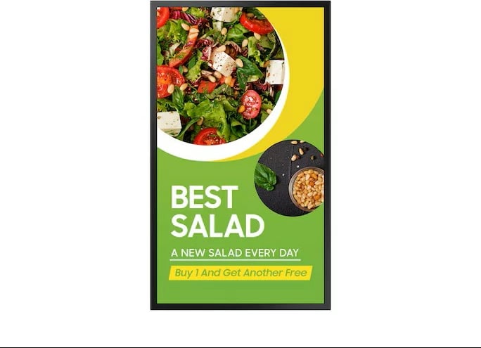 Monitor signage gjysmë-outdoor, Samsung, OM32DX LH32OMDEBGBXEN, 32", FHD 1080p, 2000 nits, Wi‑Fi, IP5X, e zezë