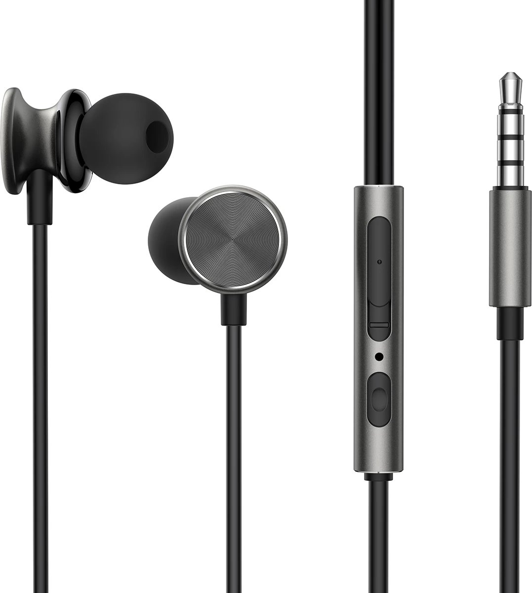 Kufje me tela Joyroom JR-EW03, in-ear, 1.2m, mikrofon, gri e errët