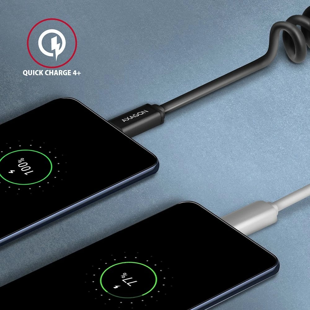 Kabllo USB-C në USB-C AXAGON BUCM-CM20TB, 1.1m, i zi, Twister