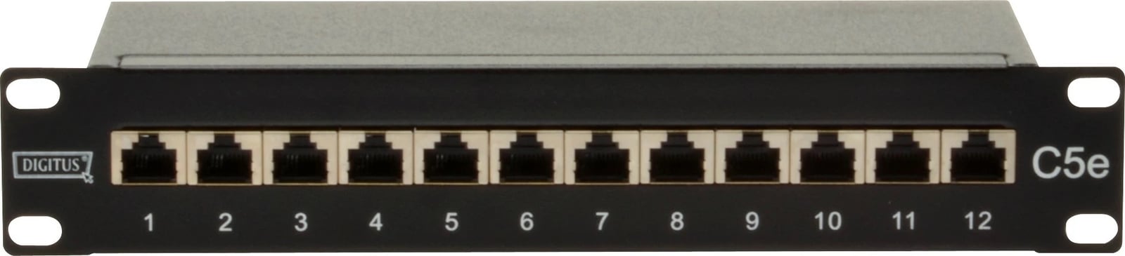 Patchpanel Digitus 12-portë Cat5e, 1U, i zi