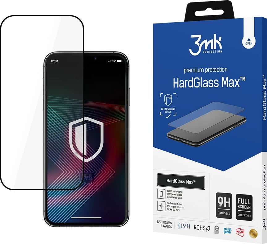 Mbështjellës xhami 3mk HardGlass Max për iPhone 14 Pro, i zi