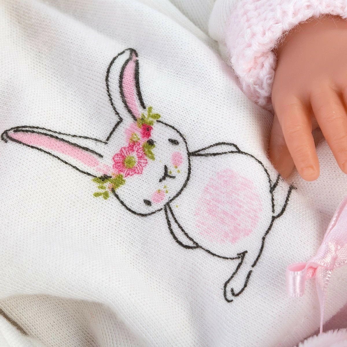 Kukull bebe Llorens Bimba 35 cm me jastëk rozë dhe biberon