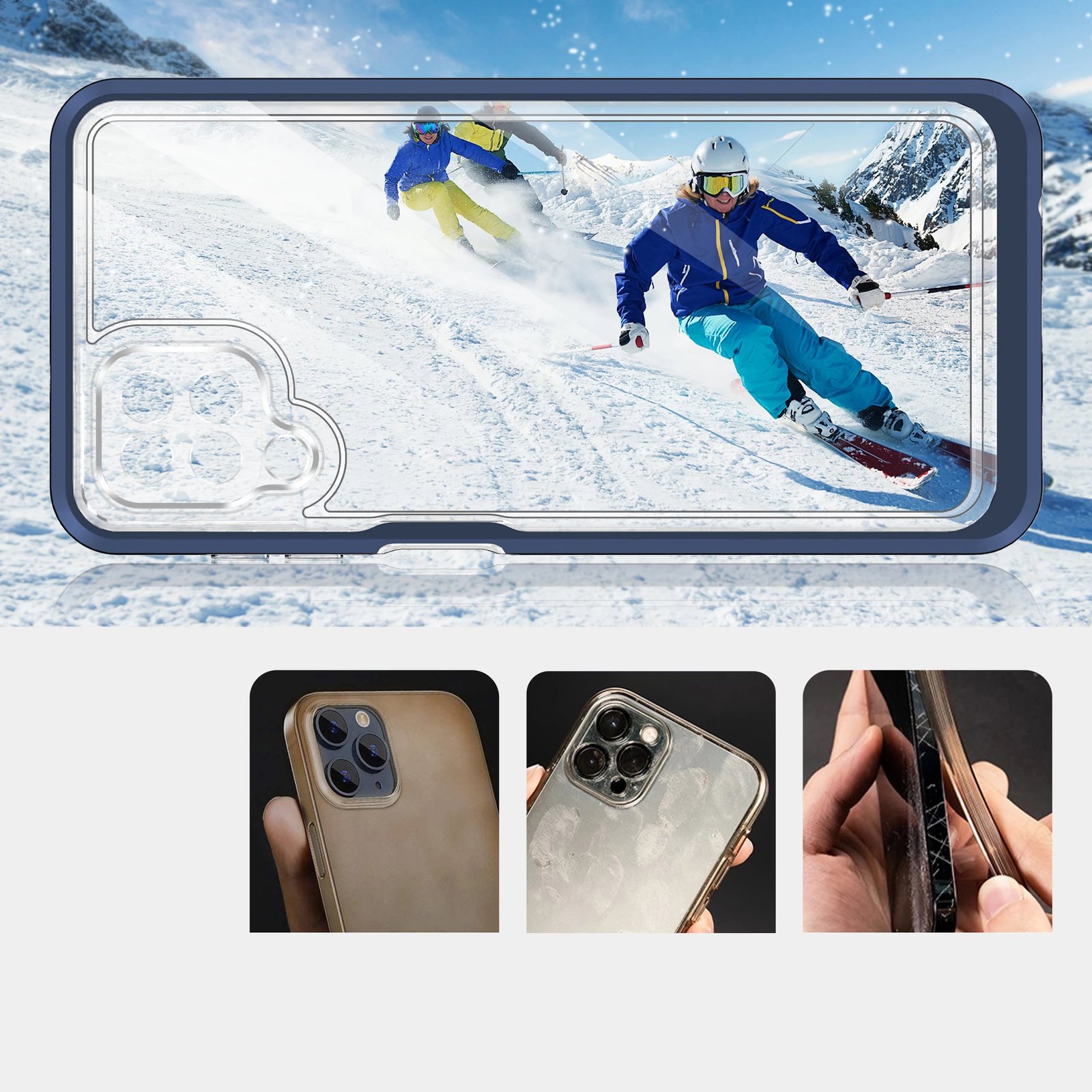 Mbështjellës Hurtel Hybrid Armor Clear 3in1 për Samsung Galaxy A12 5G, Blu/Transparent