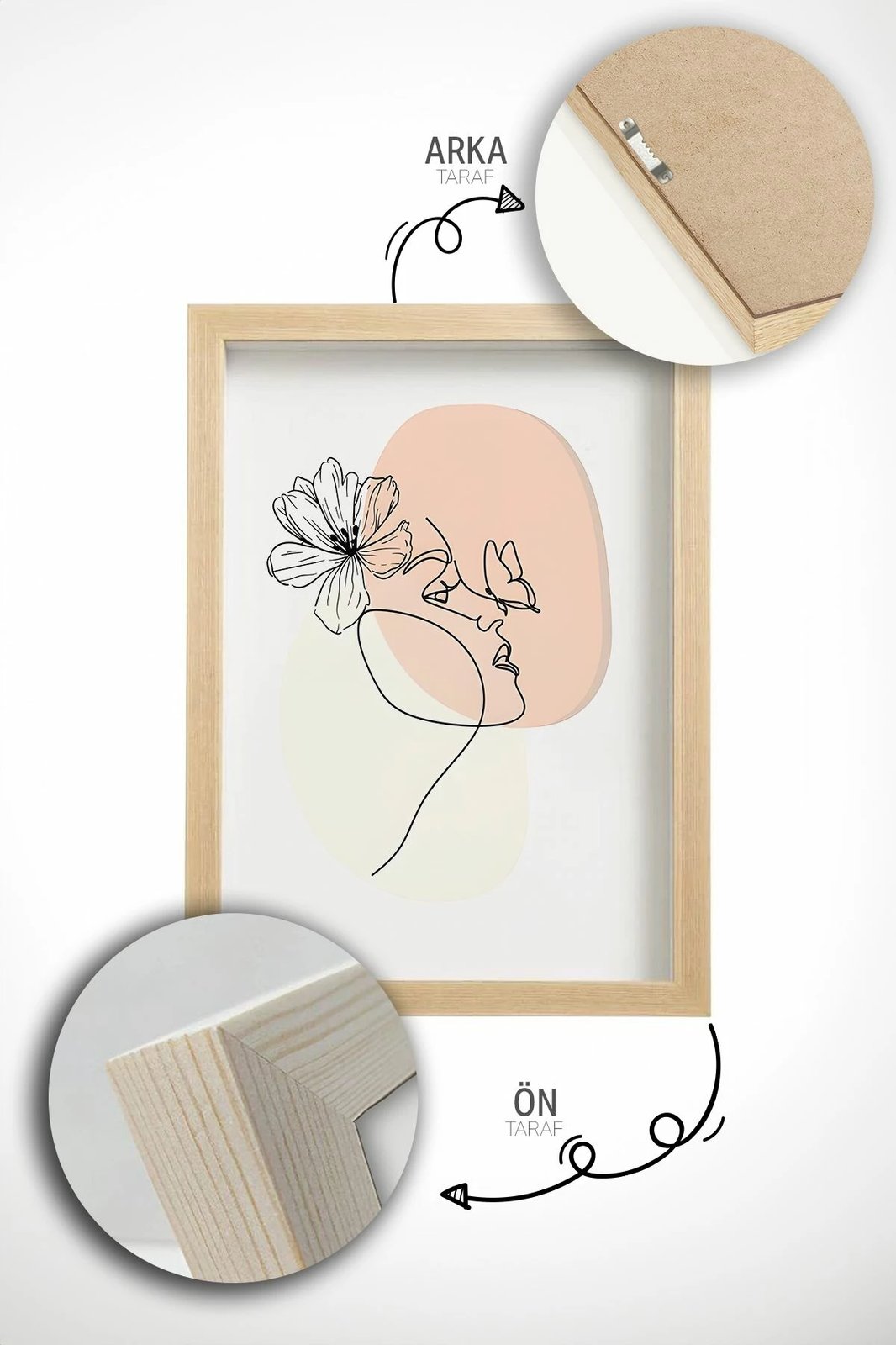 Set pikturash dekorative me kornizë, shumëngjyrëshe, Wallity Artvmodel22-Ahsap, 3 copë