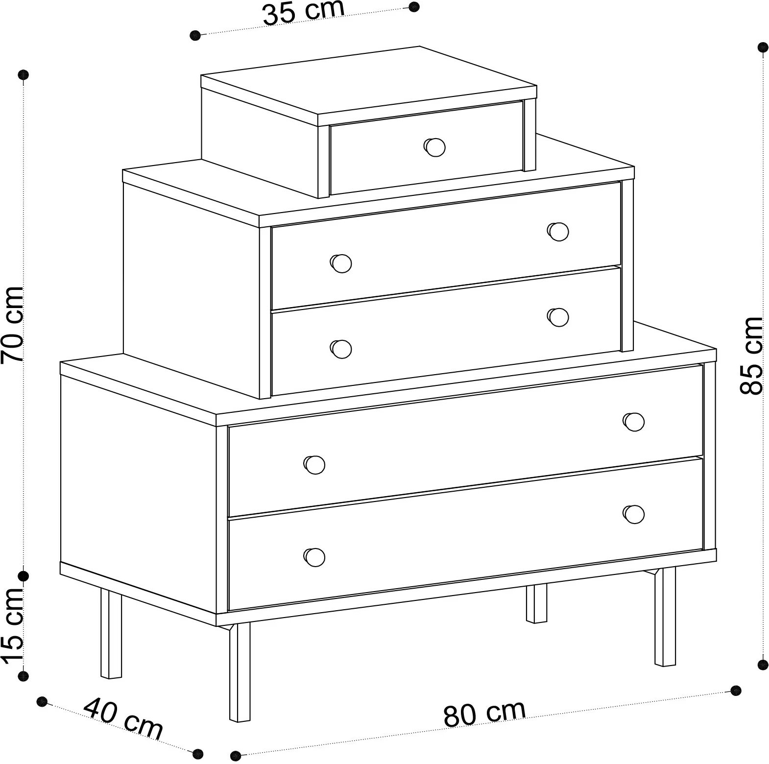 Komodë Hanah Home, Tata, ngjyrë lis dhe e zezë
