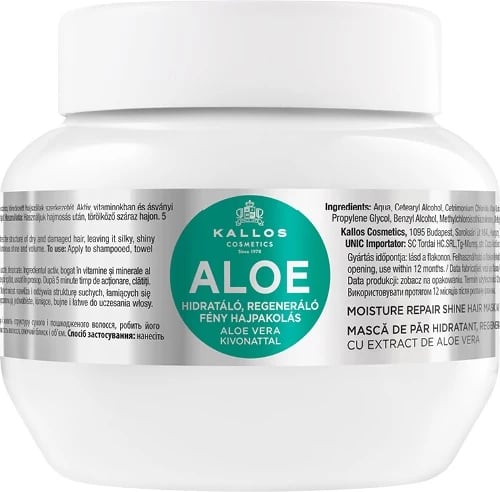Maskë për flokë Kallos KJMN Aloe Moisture Repair Shine për femra, 275ml