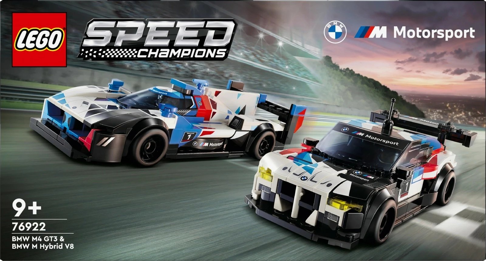Set ndërtimi LEGO Speed Champions, BMW M4 GT3 & BMW M Hybrid V8, 676 pjesë