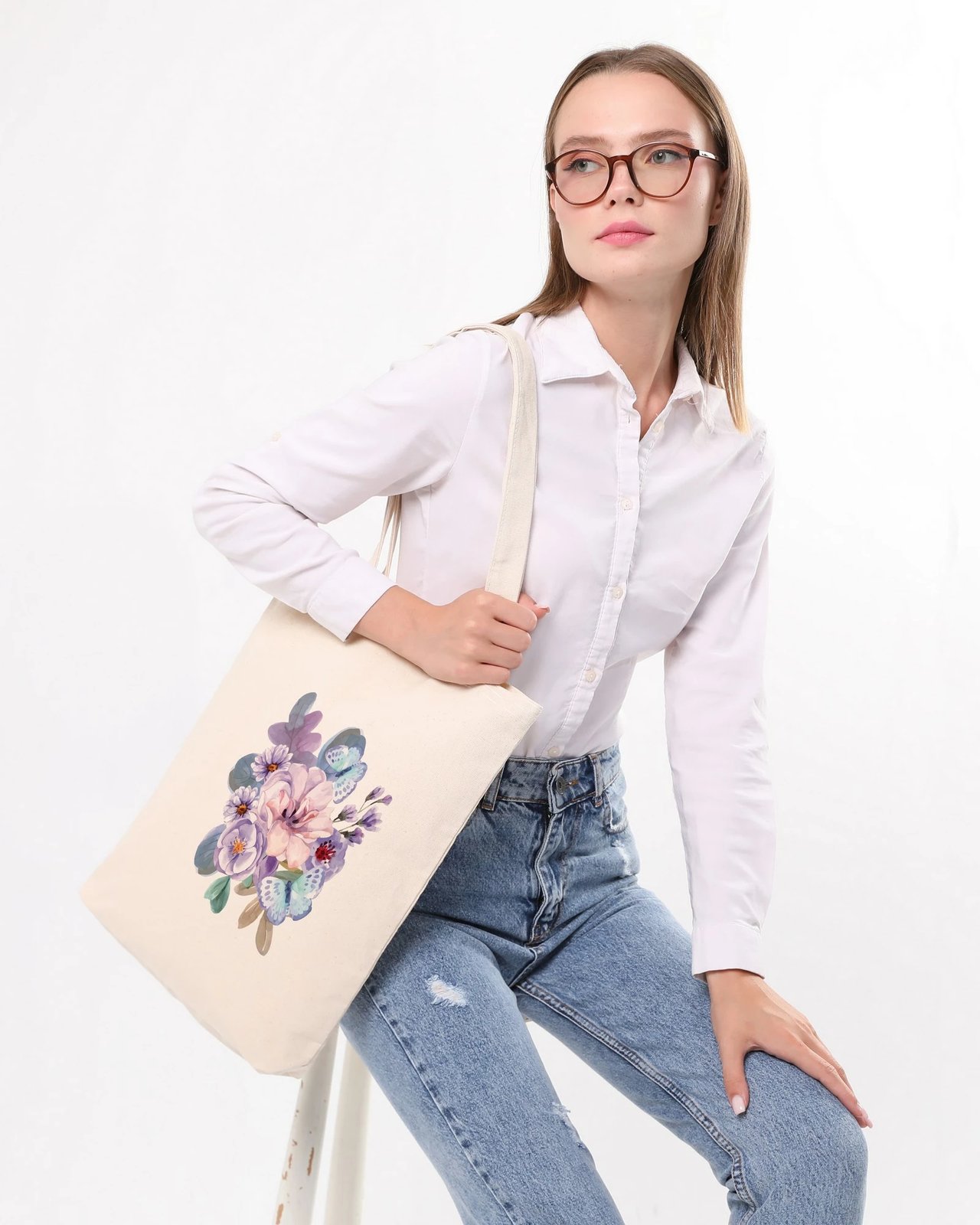 Qese tote Zoozie Bags, krem, 35x40x8cm