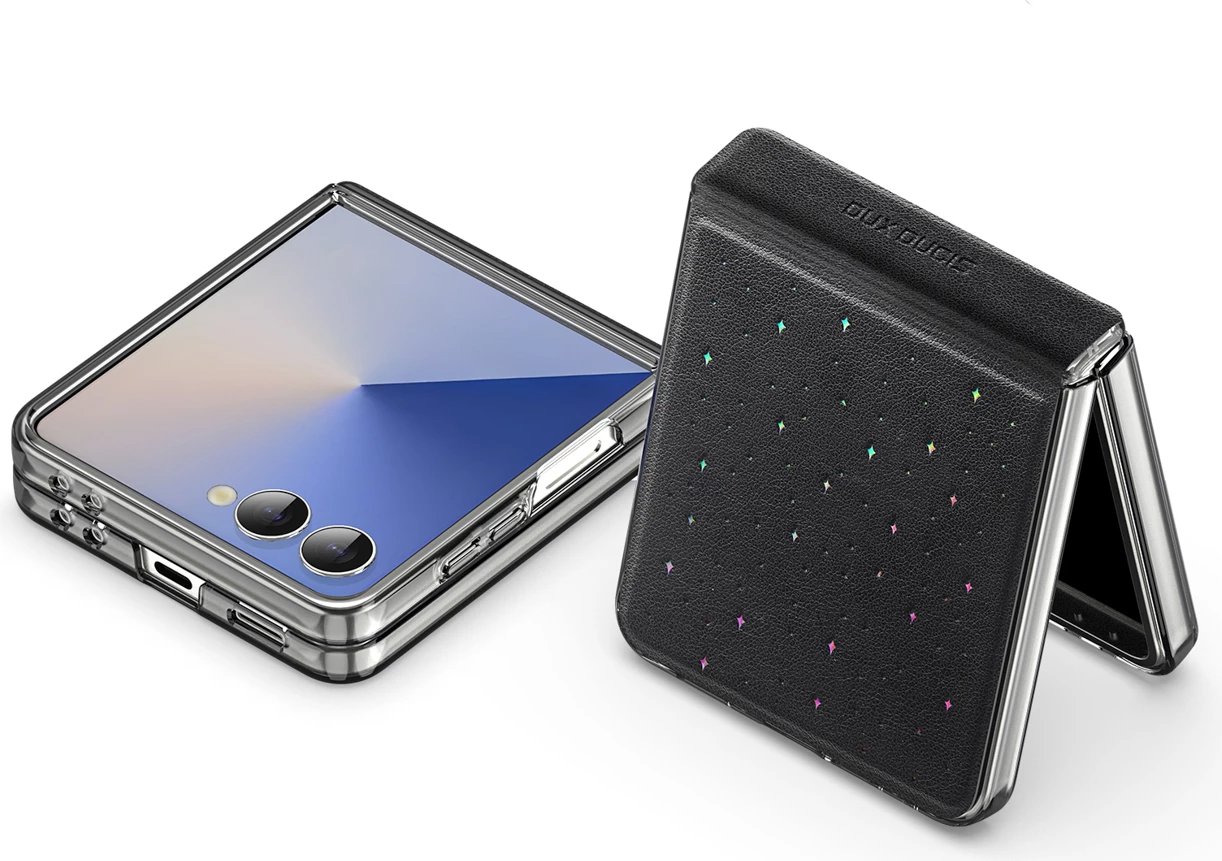 Mbështjellës Dux Ducis Stex për Samsung Galaxy Z Flip7, kornizë mbrojtëse, magnetik, PU/PC me veshje mikrofibre, i zi