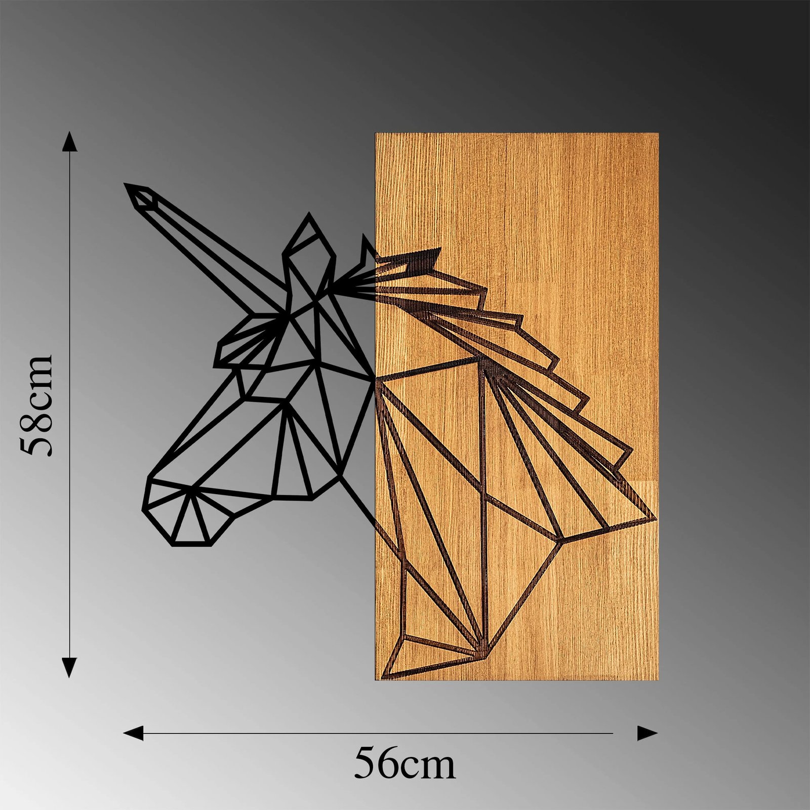 Aksesor dekorativ për mur, dru dhe metal, Wallity MA-292, ngjyrë arre dhe e zezë, 57x58cm