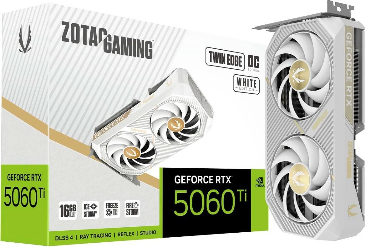 Kartelë grafike Zotac RTX 5060 TI Twin Edge OC 16GB e bardhë